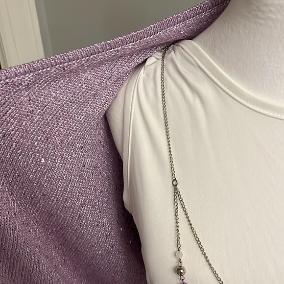 ⭐️NWT light purple Sequins cardigan comes with tank & matching necklace. - Picture 3 of 9